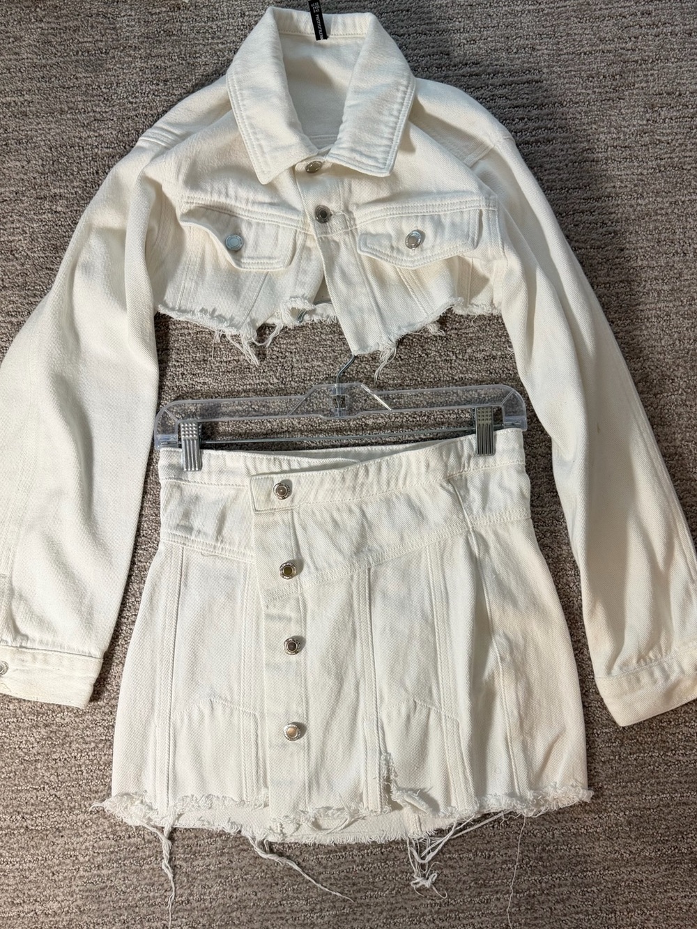 PrettyLittleThing Ivory Button-Front Mini Skirt